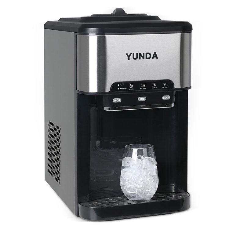 YUNDA 3 IN 1 Ice Maker With Hot/Cold Water Dispenser, Top Loading Water Cooler