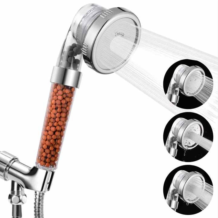YUNDA Shower Head with Beads, High Pressure, Water Saving, 3 Mode Function Spray for Dry Skin & Hair