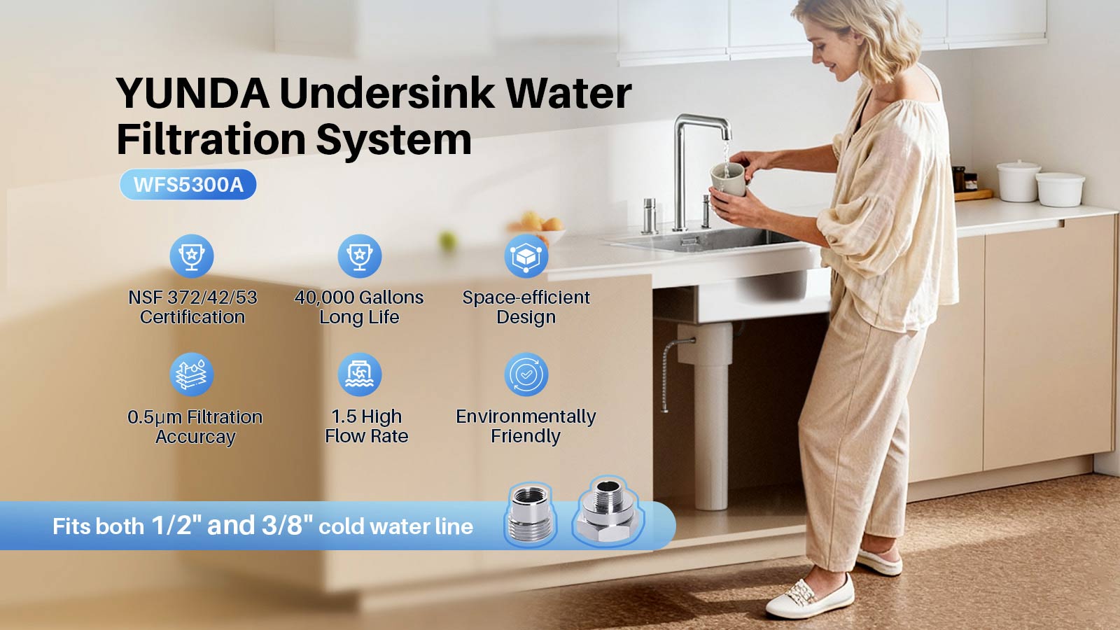 YUNDA 40000 Gallon Best Single Stage Under Sink Water Filter
